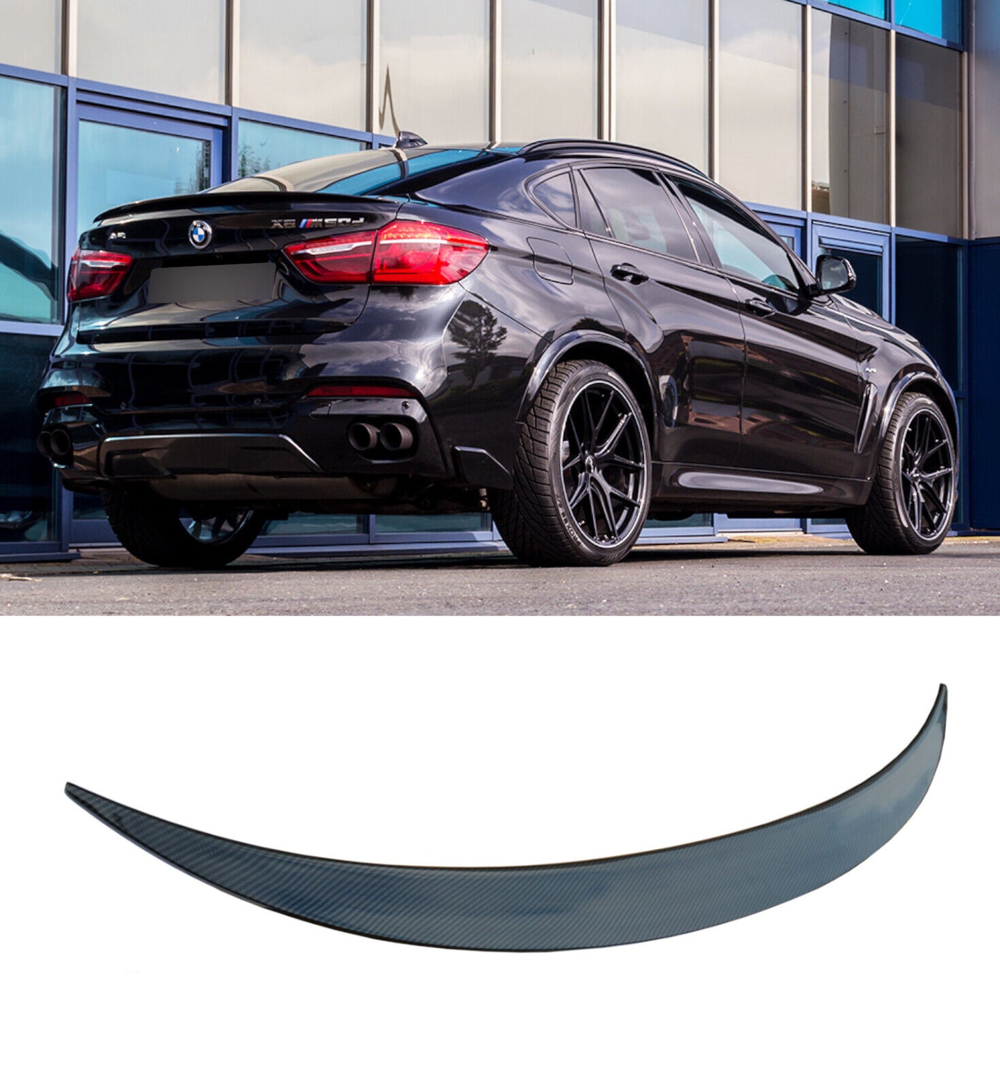 BMW X6 F16 & X6M F86 M performance boot trunk lip spoiler carbon fibre look UK