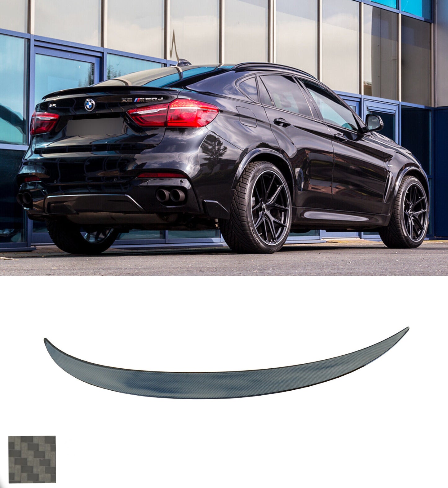 BMW X6 F16 & X6M F86 M performance boot trunk lip spoiler carbon fibre look UK