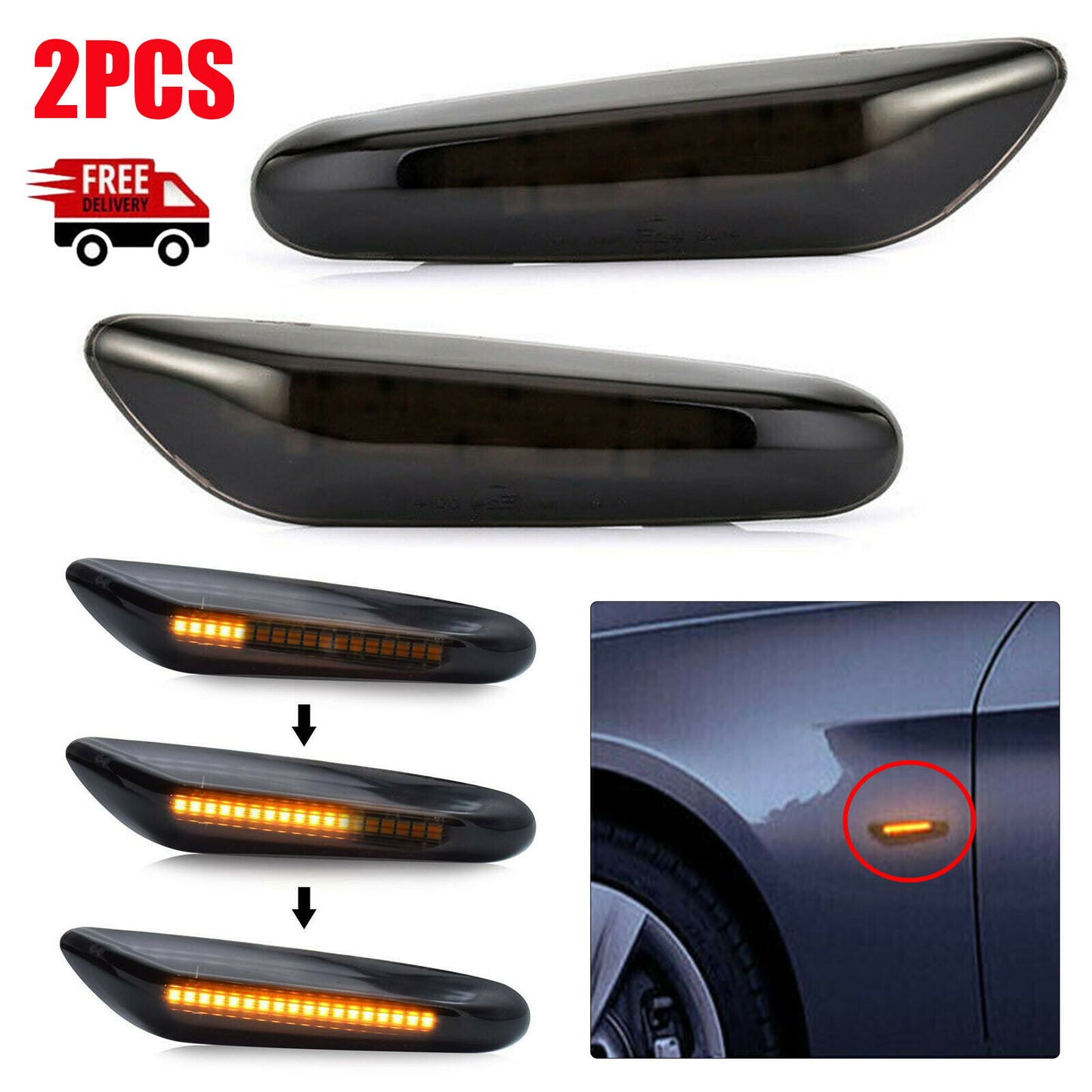 BMW 3 Series E36 Facelift Oct 96 onwards Indicator Sequential Dynamic Smoke LED Turn Signal Side Light Indicator Audi Sweep