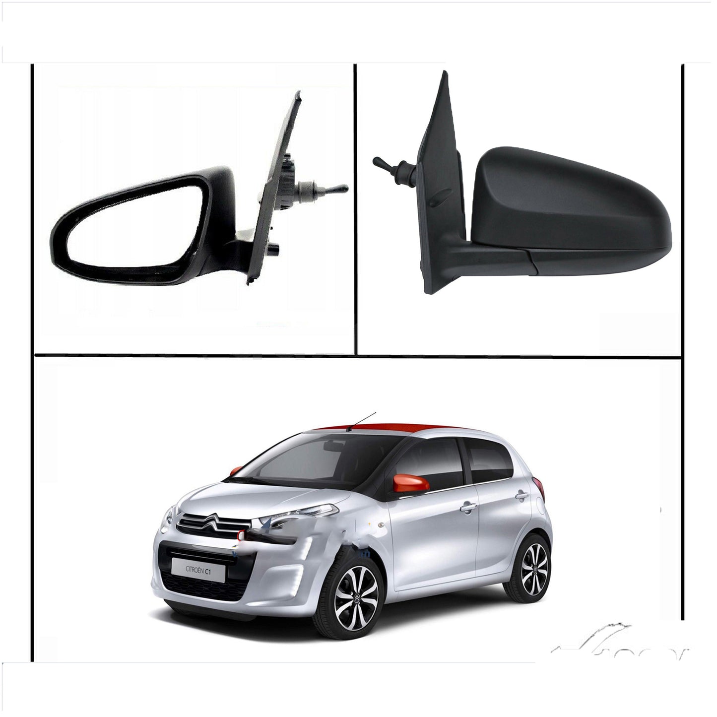 for Peugeot - 108 2014 to 2020 Complete Mirror Unit LEFT HAND UK Passenger Side 475 Door