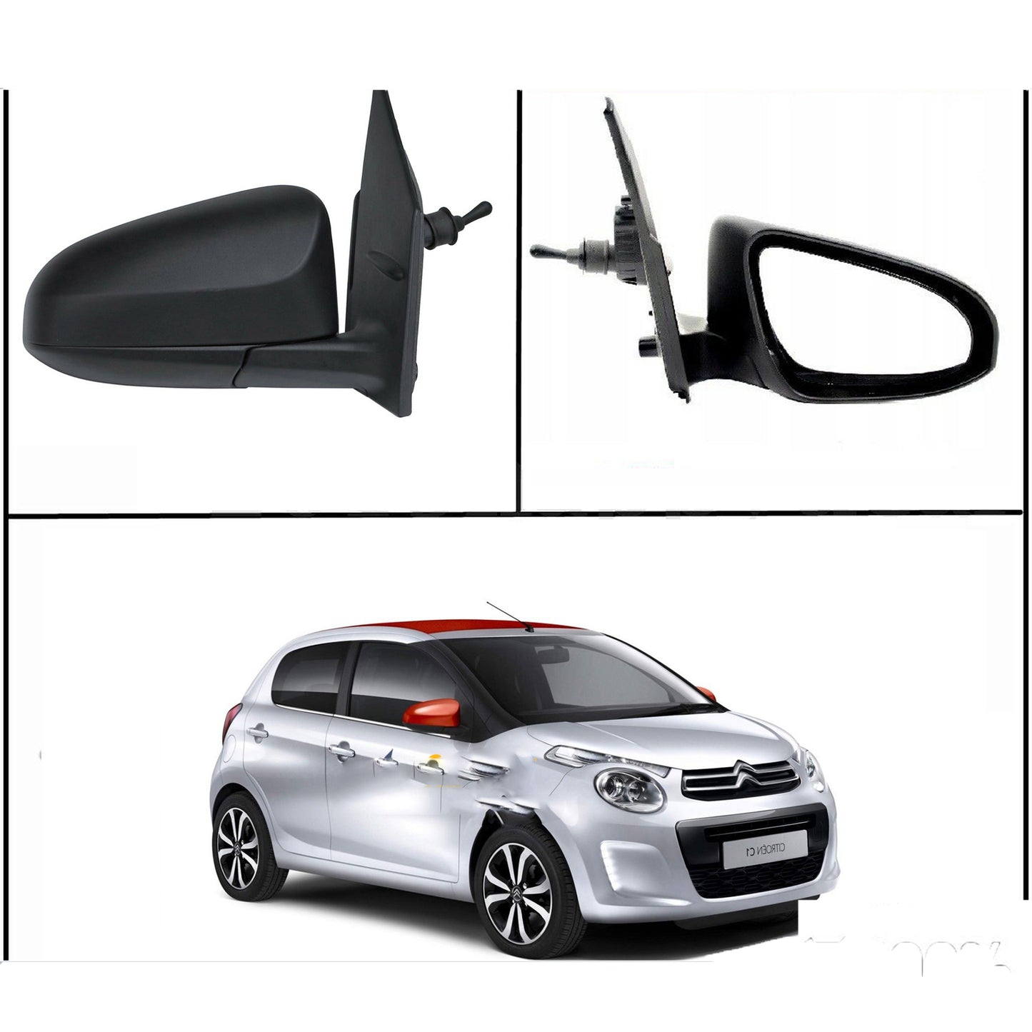 for Peugeot - 108 2014 to 2020 Complete Mirror Unit RIGHT HAND UK Driver Side 476 Door