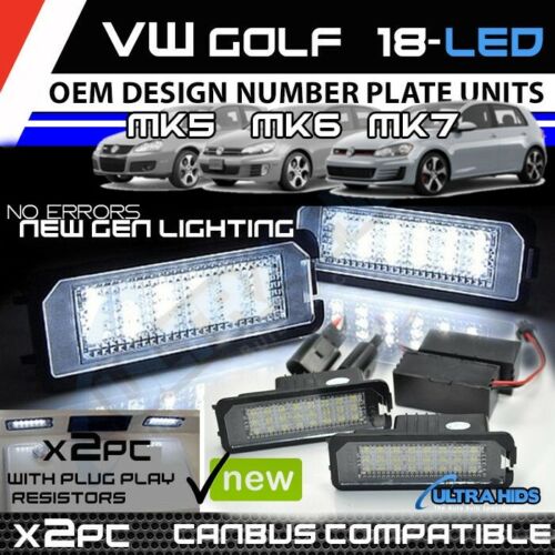 2 x VW Golf MK5 MK6 MK7 Number Licence Plate Light LED UNITS Passat B6 B7 Polo 6R