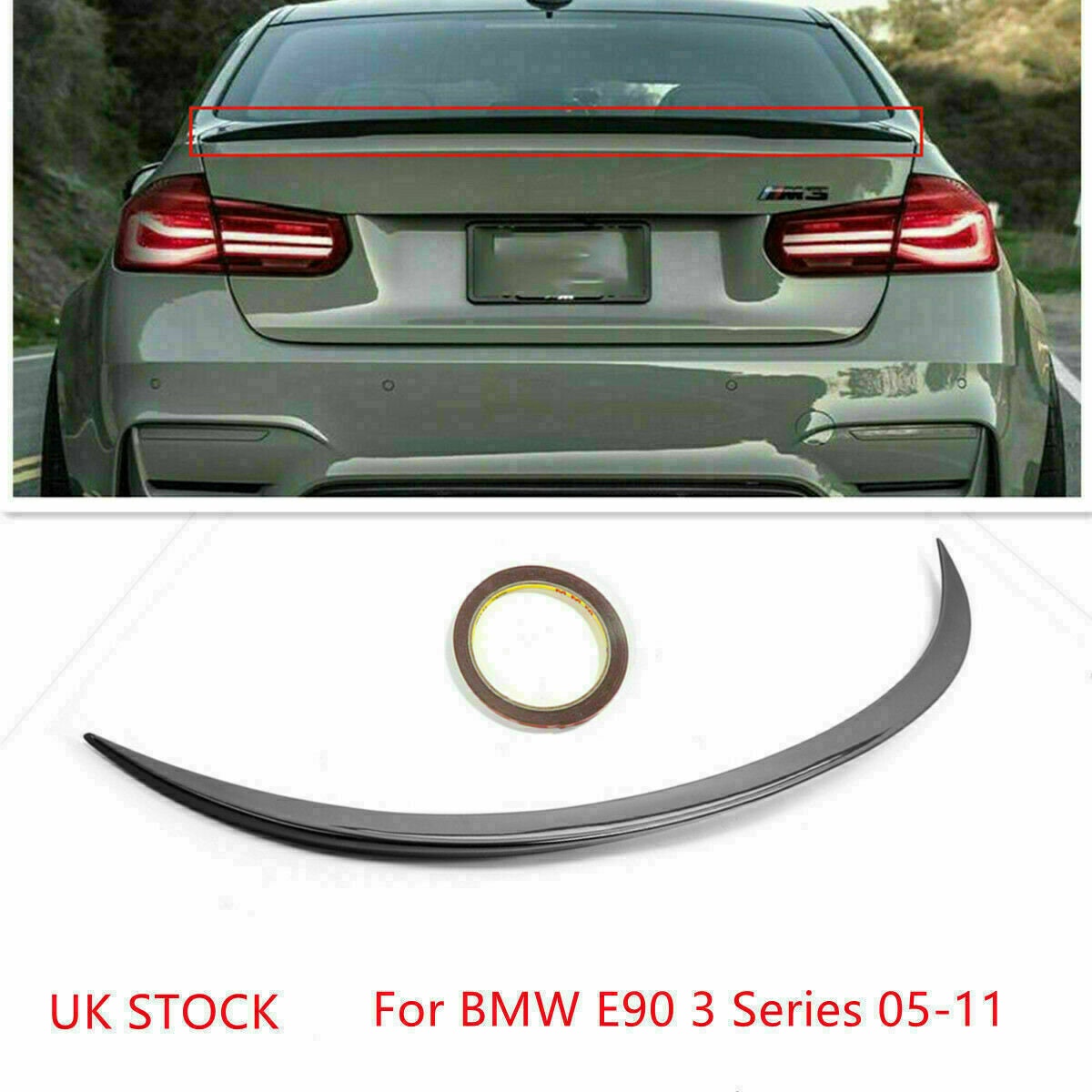 BMW 3 Series E90 M Sports Rear Trunk Boot Lip Spoiler Gloss Black 05-11