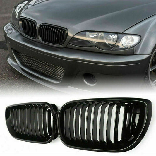 BMW 3 Series E46 2002-05 Facelift Front Kidney Grille Gloss Black