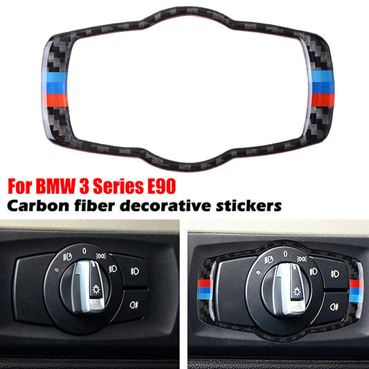 For BMW 3 Series E90 E92 E93 2005-12 Carbon Fiber Headlight Switch Frame Trim ae