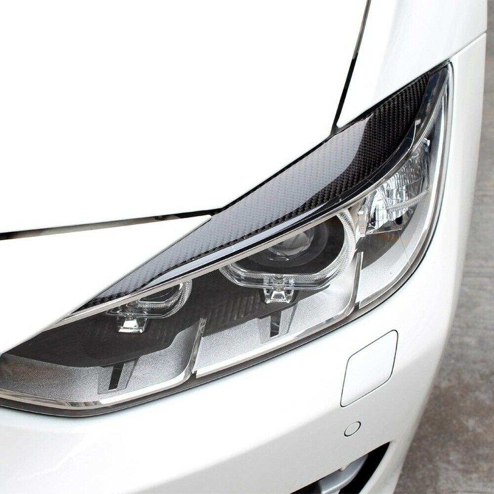 Real Carbon Fiber Headlight Eyebrow Trim Decor Covers For BMW 3 4 Series F30 F34