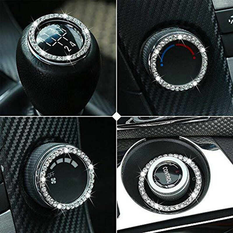 1x SUV Diamond Switch Car Accessories Button Ring Start Bling Decoration Circle