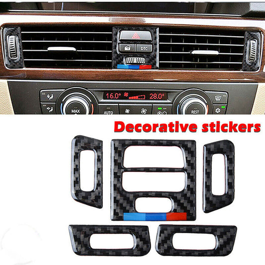 Carbon Fiber Air Vent Outlet Cover Trim Sticker For BMW 3 Series E90 E92 E93 Set