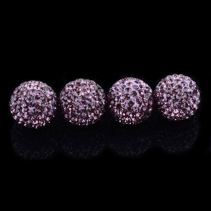 4Pcs Purple Car Rhinestone Tire Valve Caps Diamond Shining Air Caps Accessories