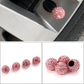 4Pcs Pink Car Rhinestone Tire Valve Caps Diamond Shining Air Caps Accessories