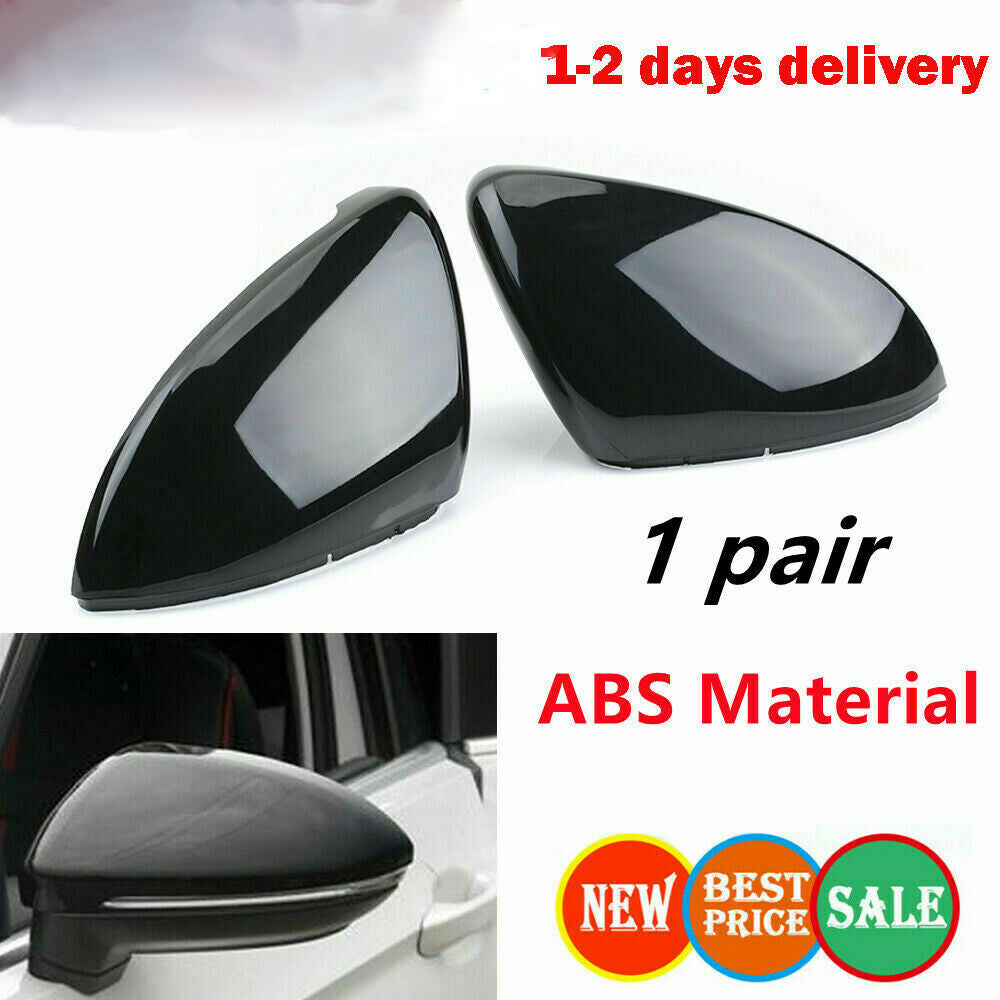 Gloss Black Wing Mirror Cover Caps Casing For VW Golf Mk7 Mk7.5 R GTI 2014-2018