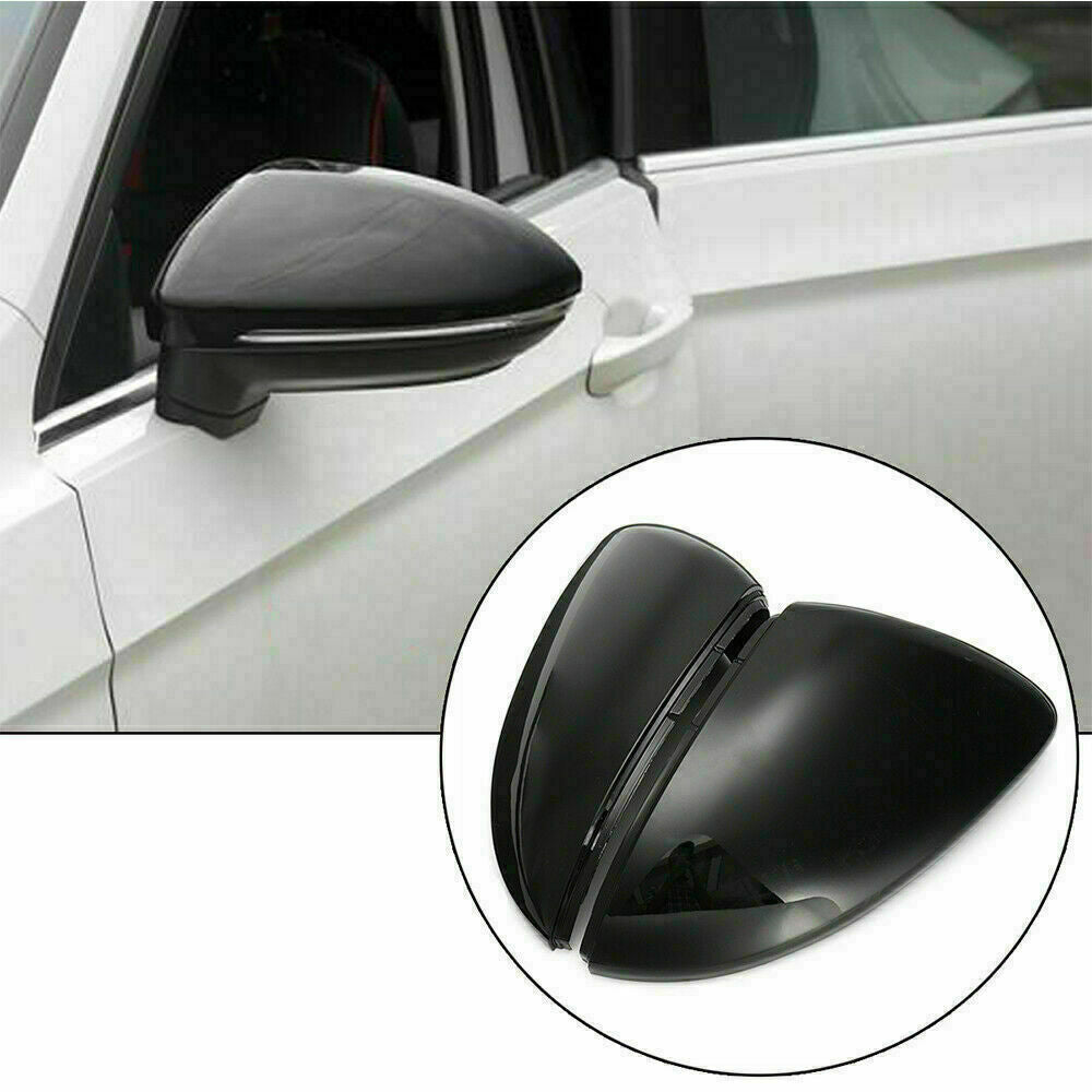 Gloss Black Wing Mirror Cover Caps Casing For VW Golf Mk7 Mk7.5 R GTI 2014-2018