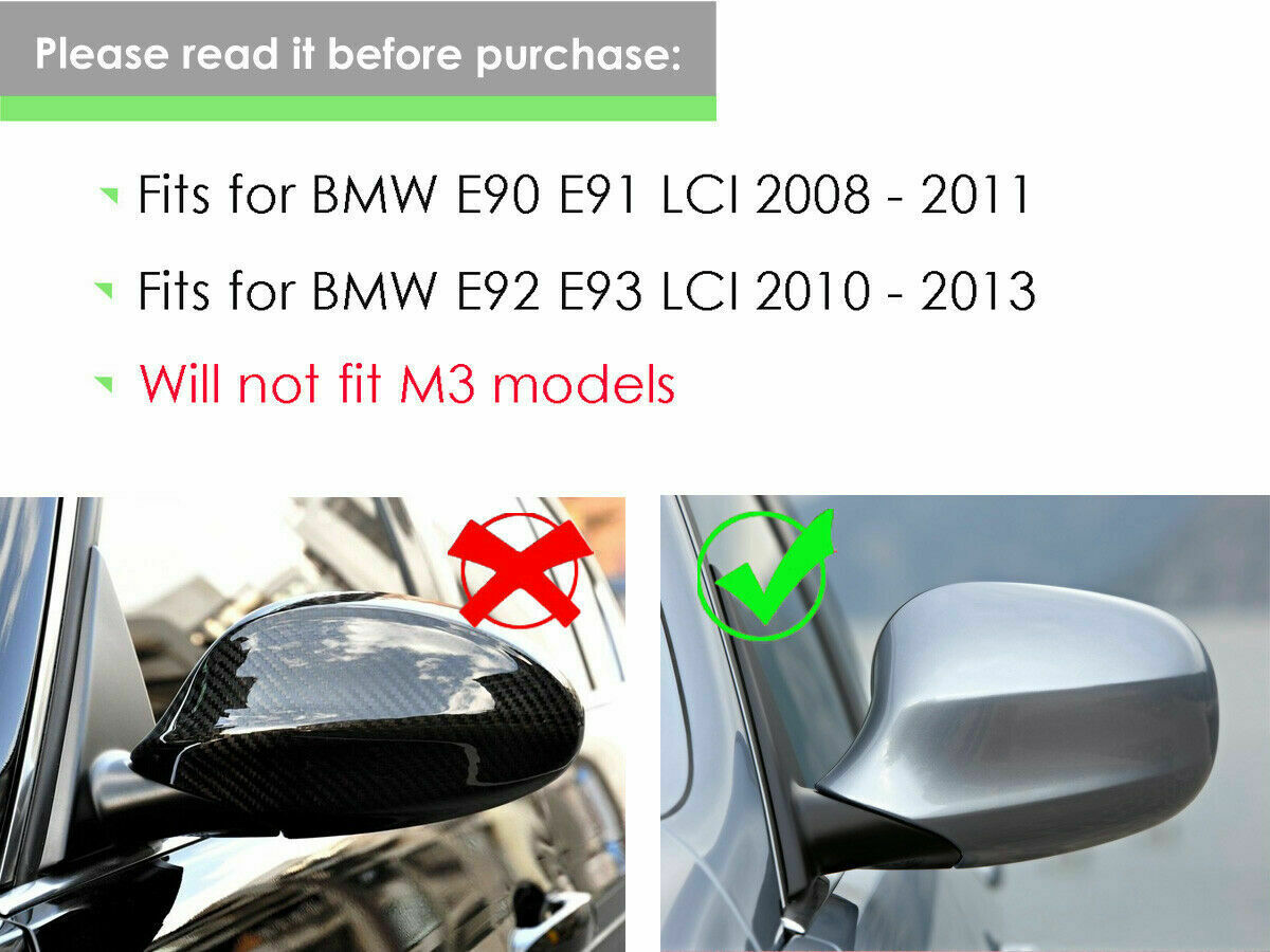 2x For BMW E90 E91 E92 E93 LCI Carbon Fiber M3 Style Side Mirror Cover Cap UK AE