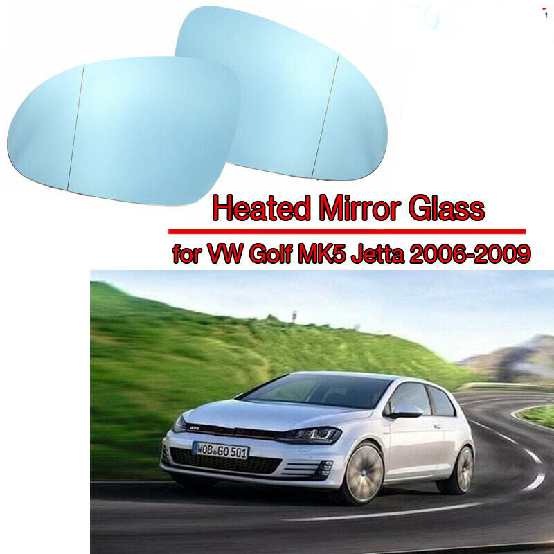 2x Wing Mirror Glass Heated Blue for VW Golf MK5 2004-2008 Passat B6 GTI Jetta e