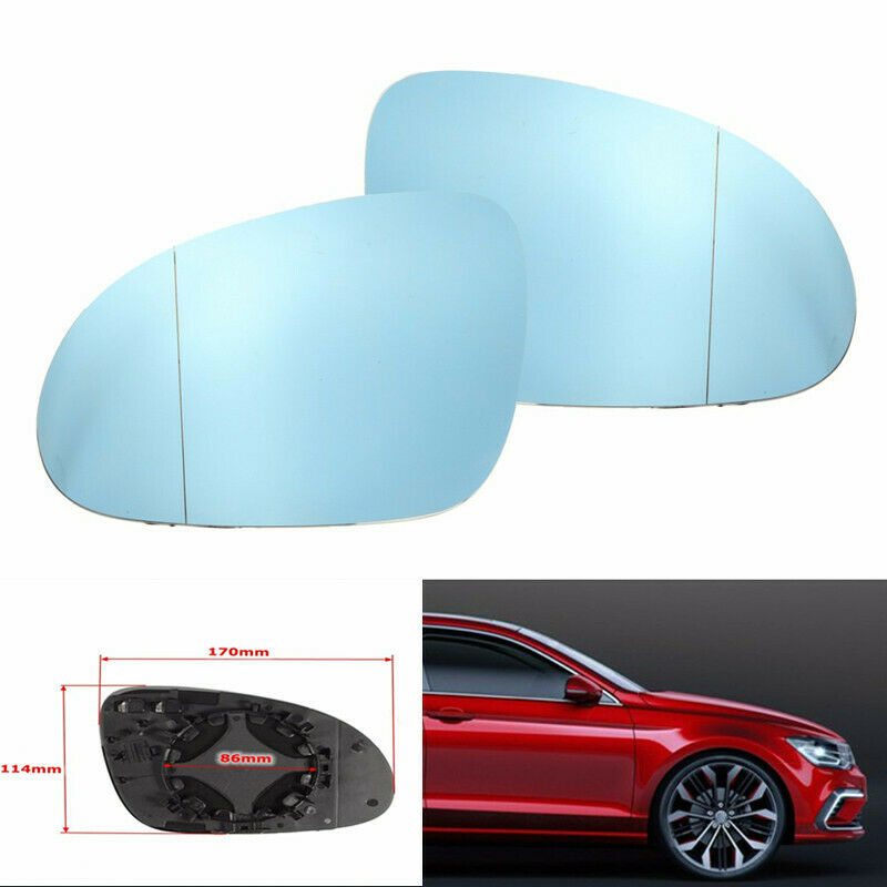 2x Wing Mirror Glass Heated Blue for VW Golf MK5 2004-2008 Passat B6 GTI Jetta e