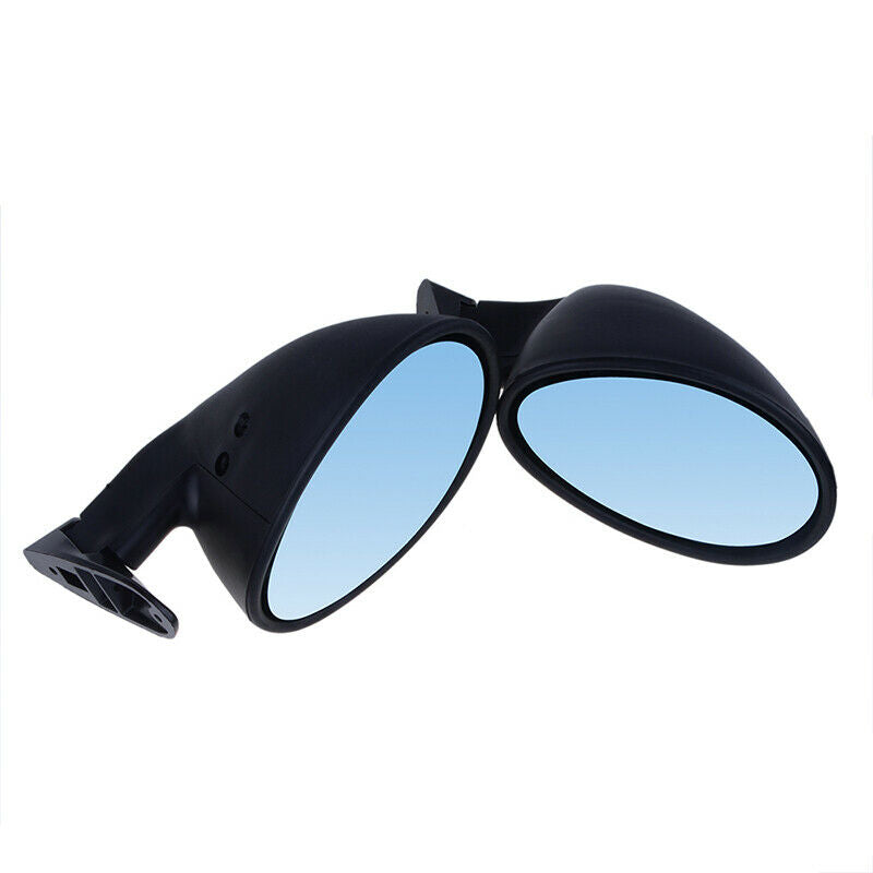 2X Car Matte Black Color Blue Rear View Mirror F1 Style Side Wing Plane Mirrors