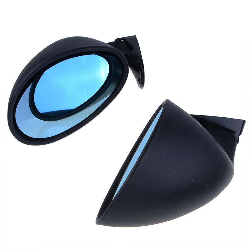 2X Car Matte Black Color Blue Rear View Mirror F1 Style Side Wing Plane Mirrors