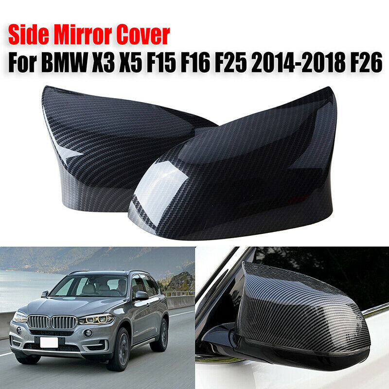 Carbon Fibre Wing Mirror Cover Cap For BMW X3 F25 X4 F26 X5 F15 X6 F16 2015-2018