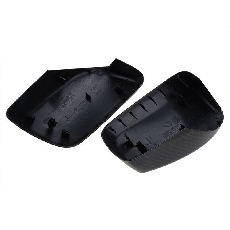 Pair Carbon Fiber Rearview Mirror Cover Caps For BMW E60 E61 E63 E64 2003-2007