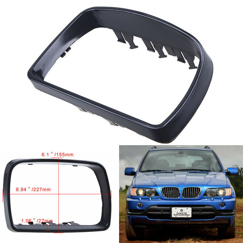 Black Left Side Door Wing Mirror Cover Cap Trim Ring For BMW E53 X5 2000-2006