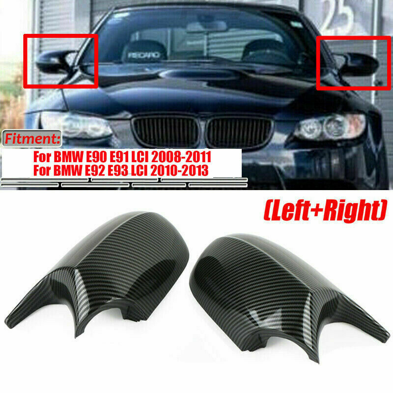 Carbon Fiber Mirror Cap Cover Casing For BMW E81 E82 E90 E91 E92 E93 LCI 08-13