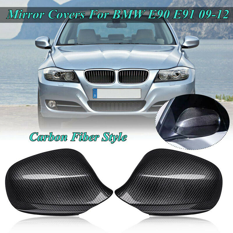 Carbon Look Rear View Mirror Cover Caps For BMW E87 E81 E82 E90 E91 E92 E93 LCI