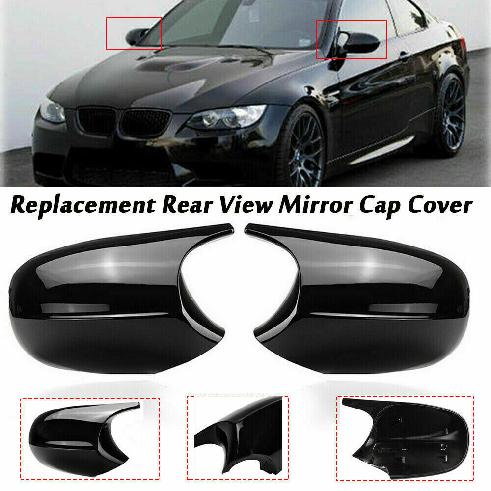 2x Gloss Black Door Wing Mirror Cap Covers For BMW E90 E91 E92 E93 LCI 2008-2012