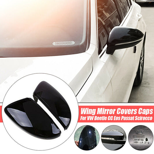For VW Scirocco CC Beetle 5C Eos for Passat Door Side Wing Mirror Covers Black
