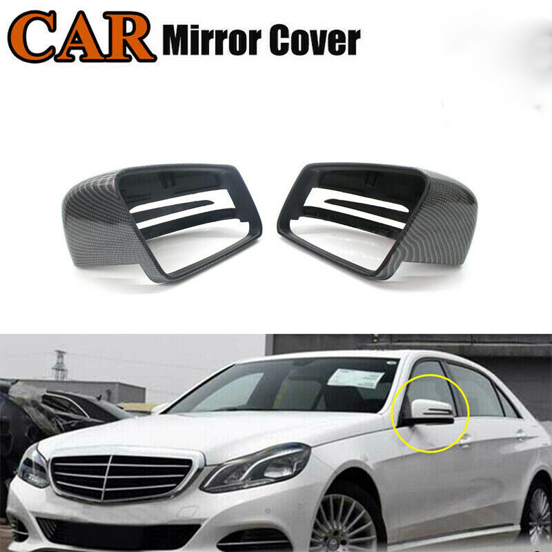 Pair Carbon Wing Mirror Cover Cap For Mercedes Benz W204 C207 W212 W221 E250 UK