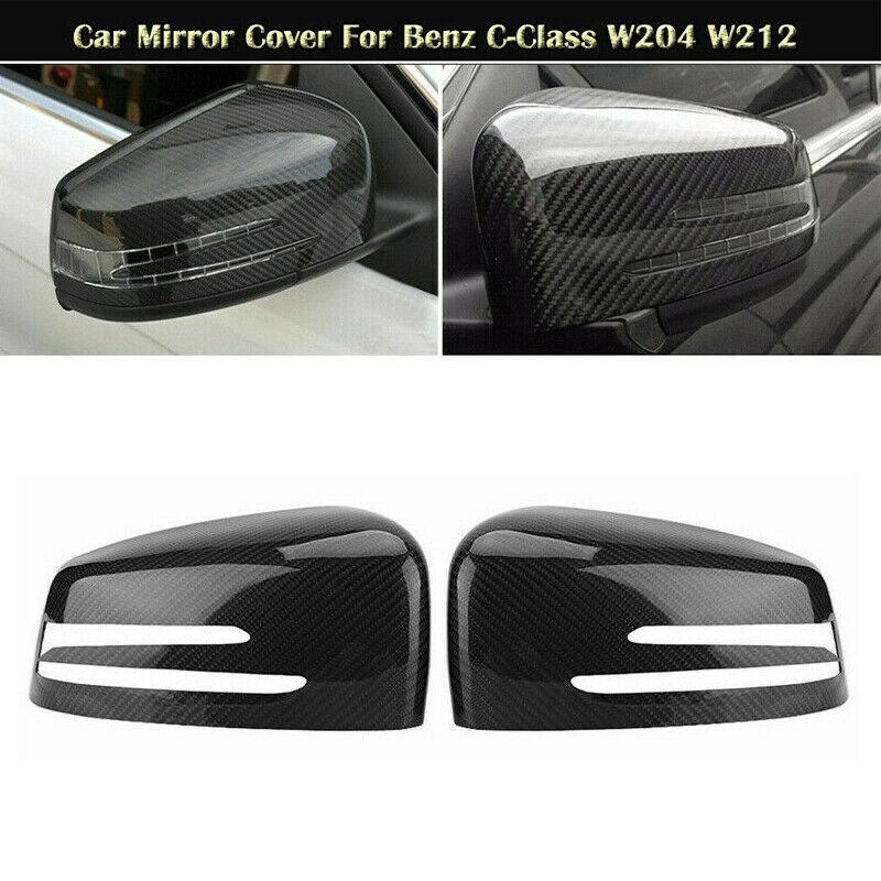 Pair Carbon Wing Mirror Cover Cap For Mercedes Benz W204 C207 W212 W221 E250 UK