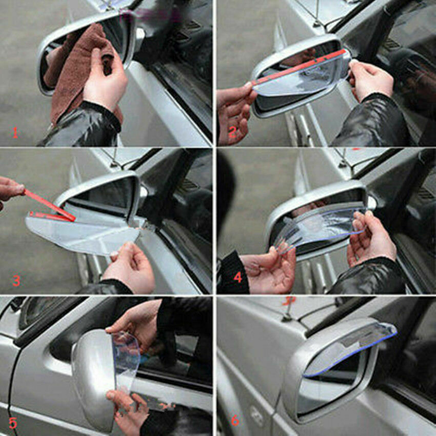 2pcs Car Rearview Mirror Rain Water Rainproof Eyebrow Cover Side Shield Clear UK