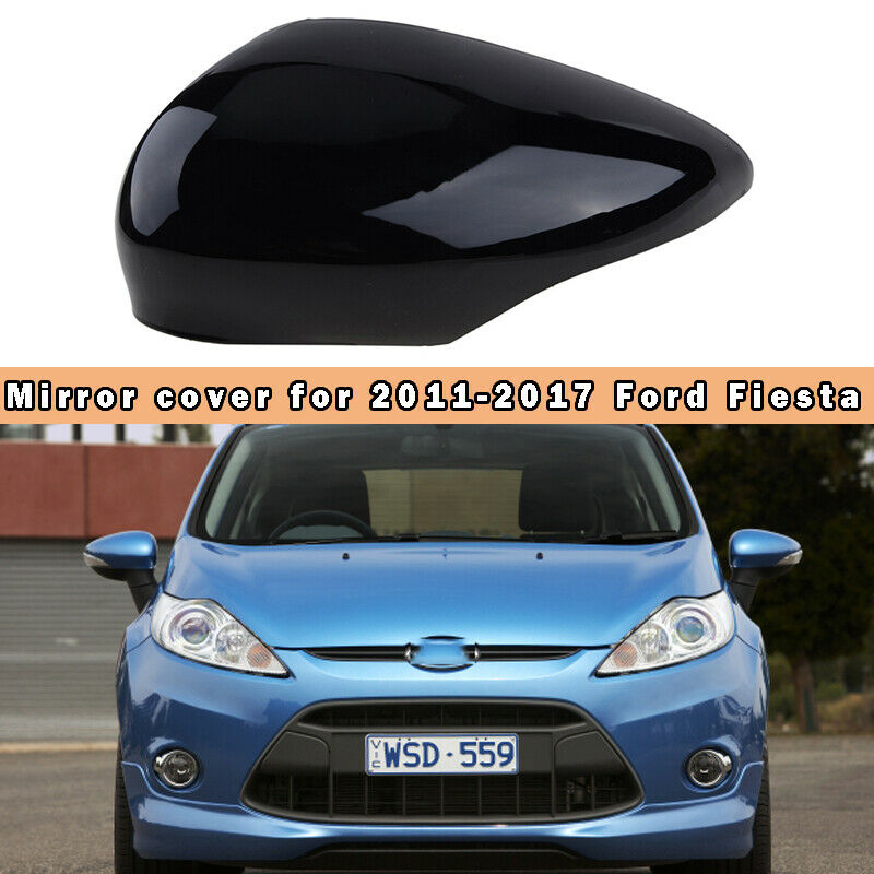 1PC Left Gloss Black Wing Mirror Cover Cap Painted For Ford Fiesta MK7 2008-2017