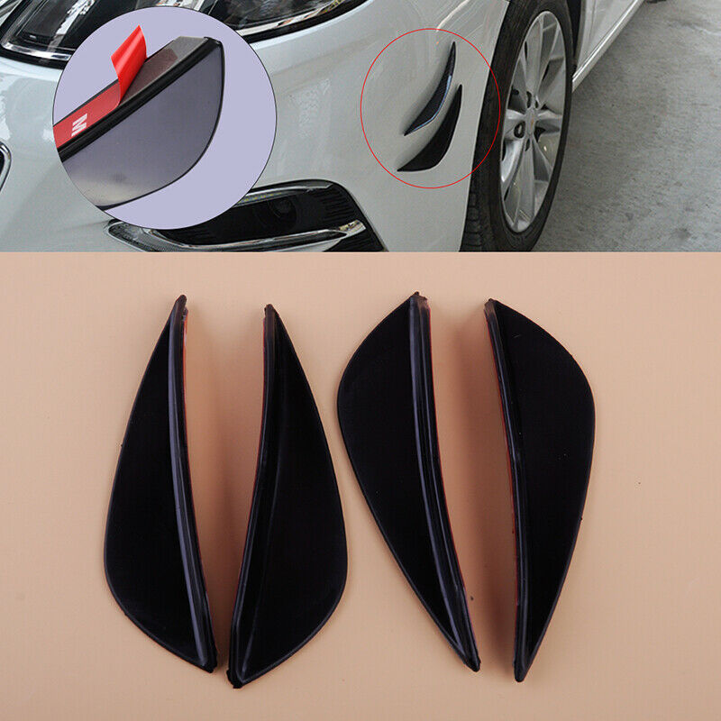 4pcs Universal Car Front Bumper Lip Splitter Fin Body Spoiler Canards Trim Black