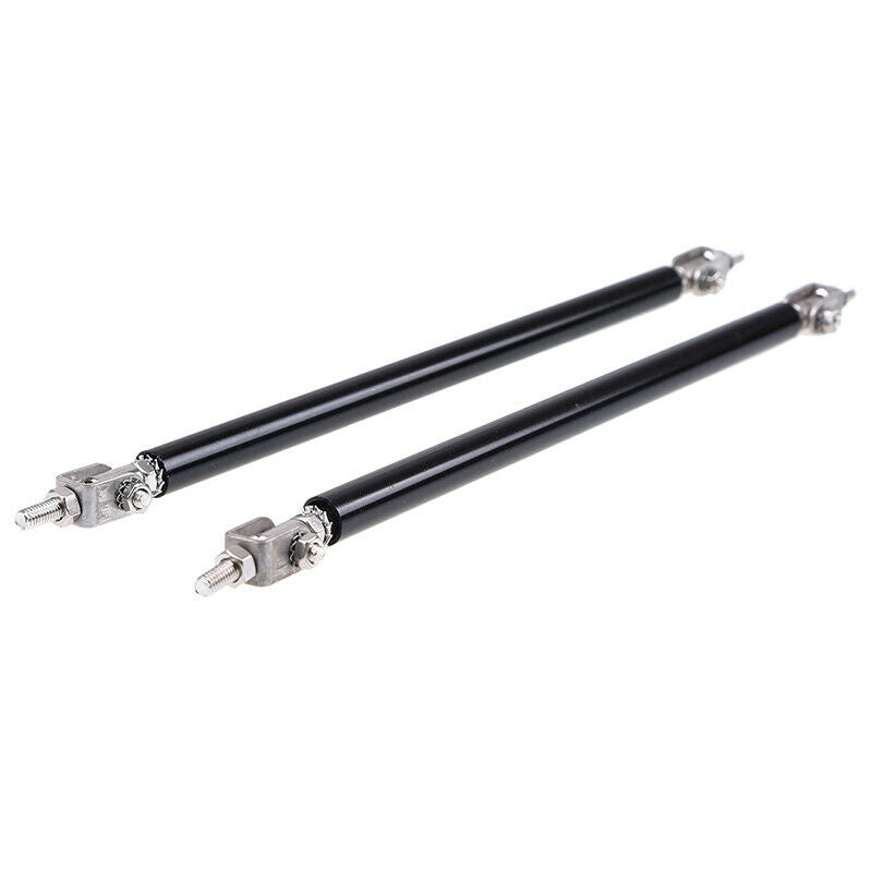 2x Black Adjustable Front Bumper Support Tie Rod Bar Kit Splitter Lip Strut 20CM