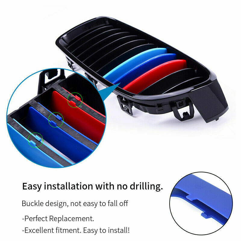 For BMW Front Grill 3 Color Cover Stripe Clip 3 Series F30/F35 8 Grill 2013-2017