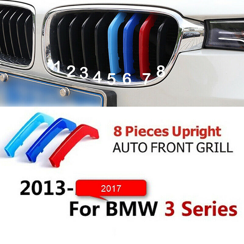 M Color Sport 3D Kidney Grill Grille Bar Cover Trim Fit for BMW 3 Series F30