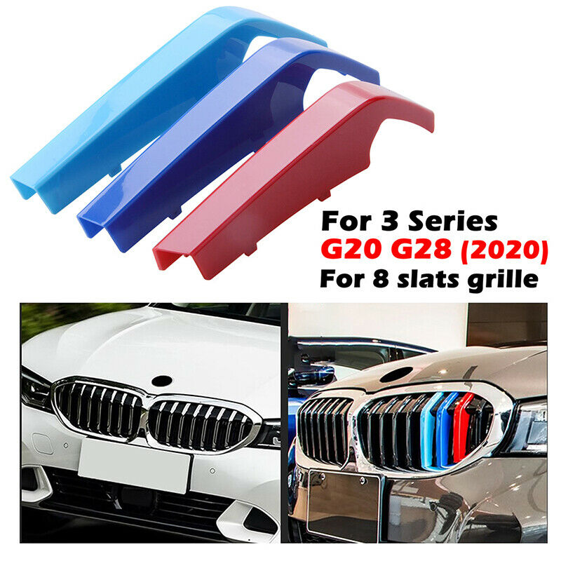 For BMW 3 Series G20 2019 2020 Kidney Grille M Sport 3 Colour Cover Stripe Clips