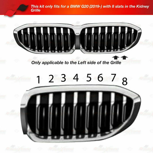 For BMW 3 Series G20 2019 2020 Kidney Grille M Sport 3 Colour Cover Stripe Clips
