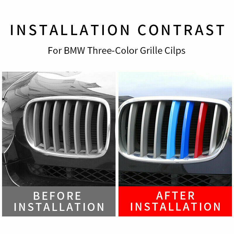 3PCS M-Sport Kidney Grille Stripe Cover 3 Color Decoration For BMW X3 X4 F25 F26