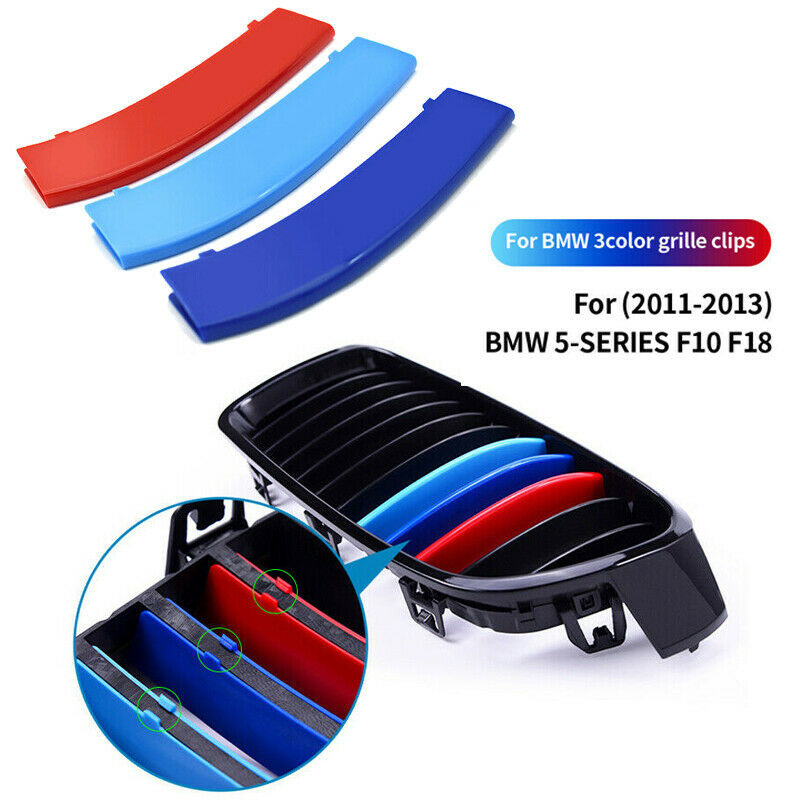 Front Grille Cover Strips Clip Trim Fit For BMW 5 series F10 F18 2011-2013