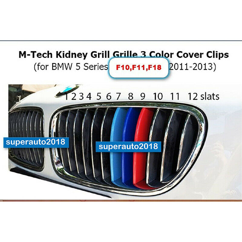 Front Grille Cover Strips Clip Trim Fit For BMW 5 series F10 F18 2011-2013