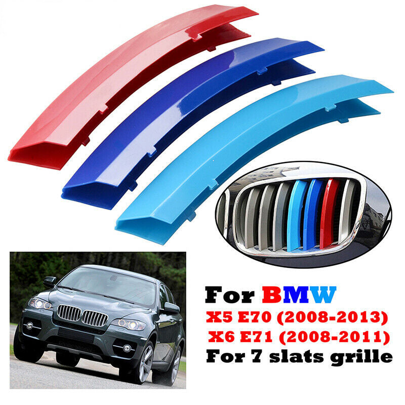 For 2008-2013 Car X5 E70 Kidney Grille Gill M Sport 3 Color Cover Stripe Clips