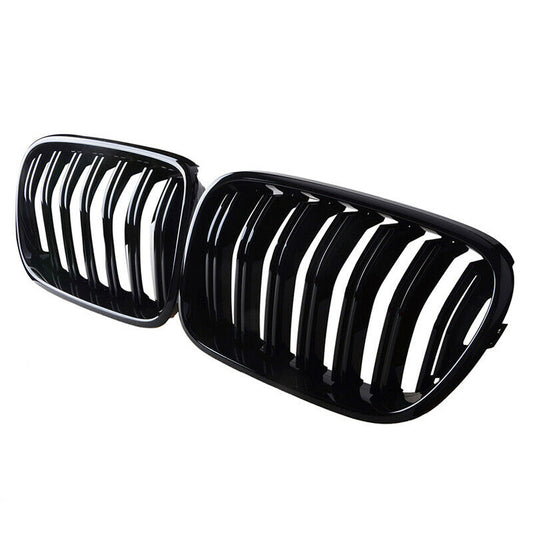 For BMW X3 F25 10-13 Front Bumper Twin Slats Kidney Grilles Grill Gloss Black