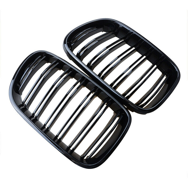 For BMW X3 F25 10-13 Front Bumper Twin Slats Kidney Grilles Grill Gloss Black