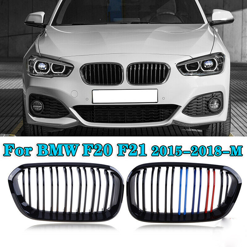 Front Kidney Grill Grille M-Color Twin Slat For BMW F20 F21 1 Series 2015-2018