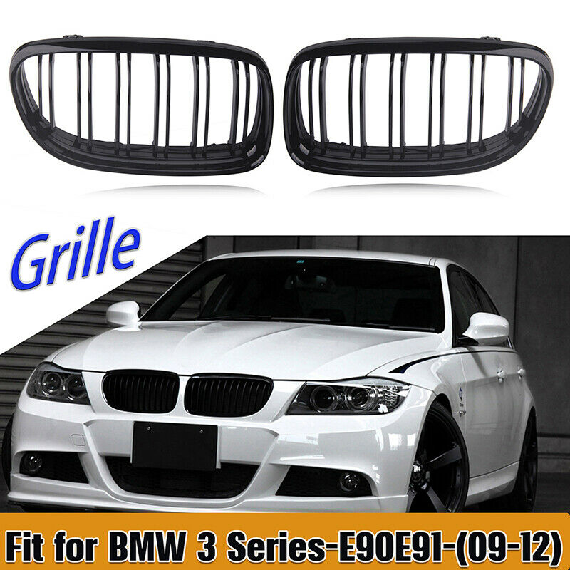Car Kidney Grill Grille Gloss Black M Style For BMW E90 E91 3 Series 2009-12 LCI