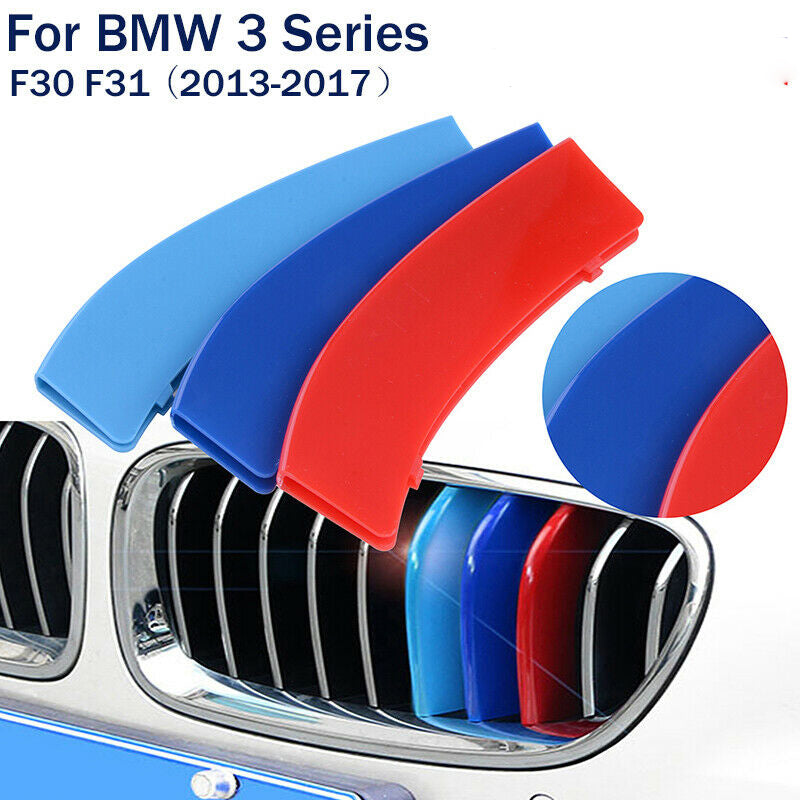 Front Grille Grill Cover Clip Stripe 11 Bars For 2013-2017 BMW 3 Series F30 F31