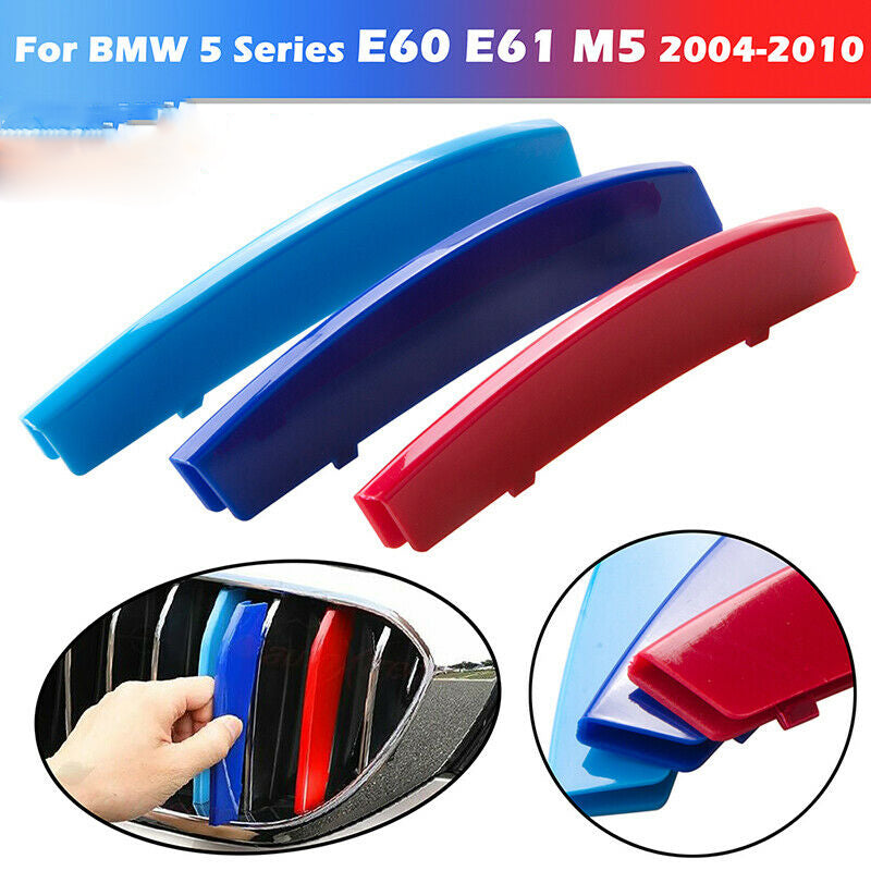 For BMW 5 Series E60 E61 2003-10 Bars Kidney Grille M Tech Cover Stripe Clip