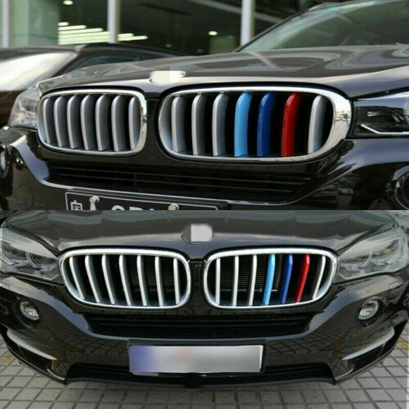 3PCS Kidney Grill Grille Cover Stripes Clips Fit for 2014-2018 BMW X5 X6 F15 F16