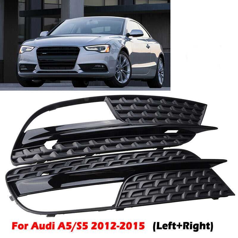 Pair Front Lower Bumper Grill Grilles Fog Light Cover Fit For Audi A5 2012-2016